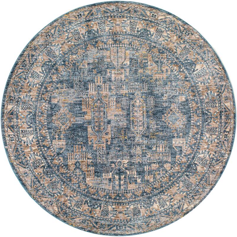 Livabliss Mirai Traditional Area Rug - Navy - 6'7" Round