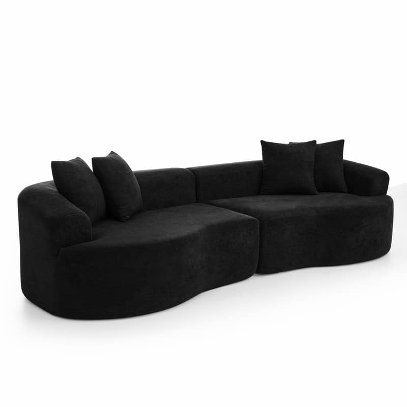 Modern Cloud 4-Seater Sectional Curved Sofa, Minimalist Compression Living Room Couch, No Assembly Needed
