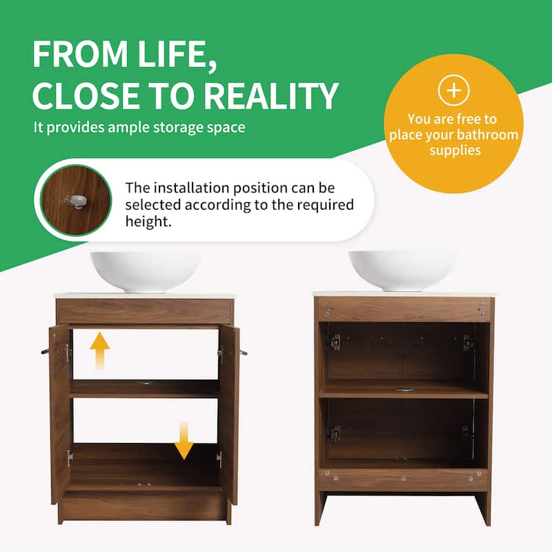 BNK 24/36/48/60 Inch Bathroom Vanity with Sink, Freestanding Bathroom Vanity with Soft Close Doors and Adjustable Shelf