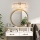 preview thumbnail 3 of 8, Fabrey Mid-century Modern Glam Bathroom Vanity Lights 3-light Gold Fabric Shade Wall Sconces