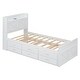 preview thumbnail 8 of 43, Platform Bed Frame with Storage Headboard, Trundle & Charging Station, Wood Captain Bed with 3 Drawers, Low Profile Bed