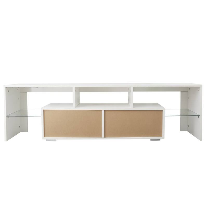 Modern Entertainment TV Stand, 20 Colors LED TV Stand w/Remote Control Lights