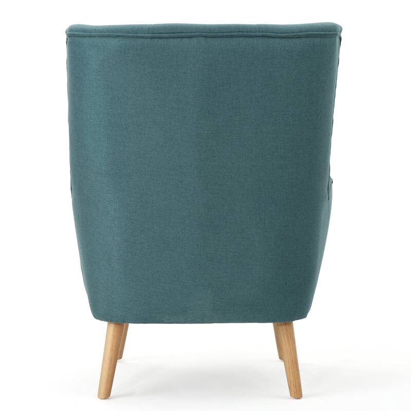 Modern 32.5" High Back Upholstered Button Tufted Wingback Chair with Rubber Wood Legs
