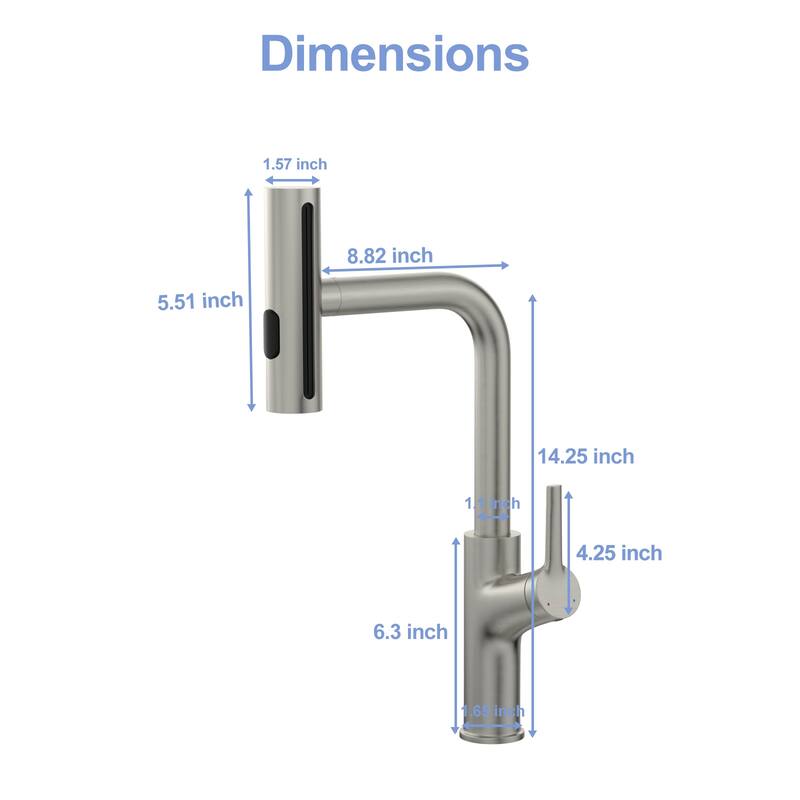 Modern & Sleek Design 360°Pull-Down Kitchen Faucet with 4 Spray Modes,