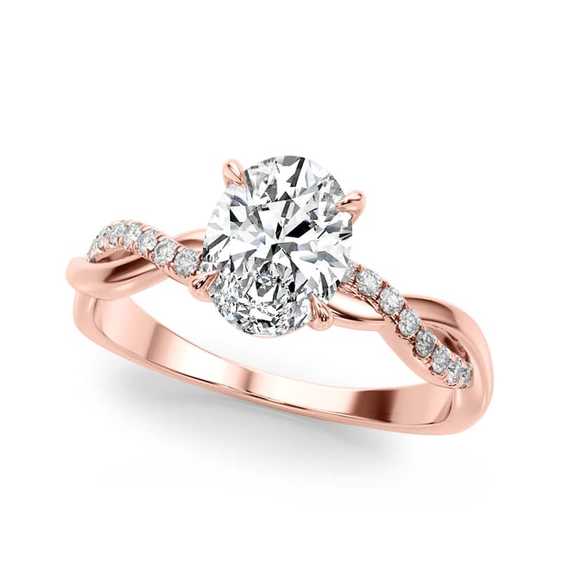 Auriya 14k Rose Gold Lab Grown Oval Diamond Engagement Ring 0.50 to 5.00 ct. tw. (F-G VS) - 0.50 ct. center - 6.5
