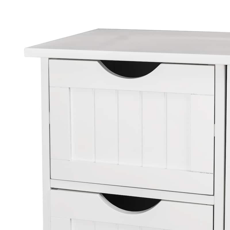 Single Door Bathroom Storage Cabinet with 4 Drawers White