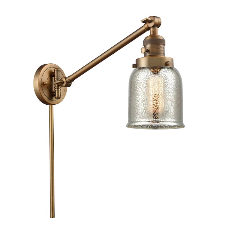 Innovations Lighting Small Bell Single Light 25" Tall Wall Sconce / - Brushed Brass / Silver Plated Mercury