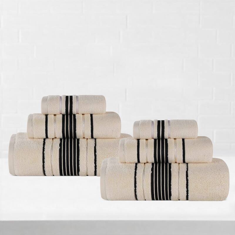 Superior Sadie Zero Twist Cotton 6 Piece Solid Towel Set - Ivory