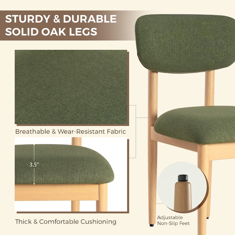 Modern Upholstered Dining Chair with Solid Wood Legs Side Chair for Kitchen Dining Room Living Room (Set of 2)