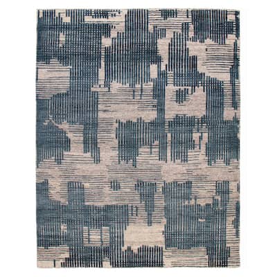 ECARPETGALLERY Hand-knotted Tangier Dark Blue Wool Rug - 8'0 x 10'4