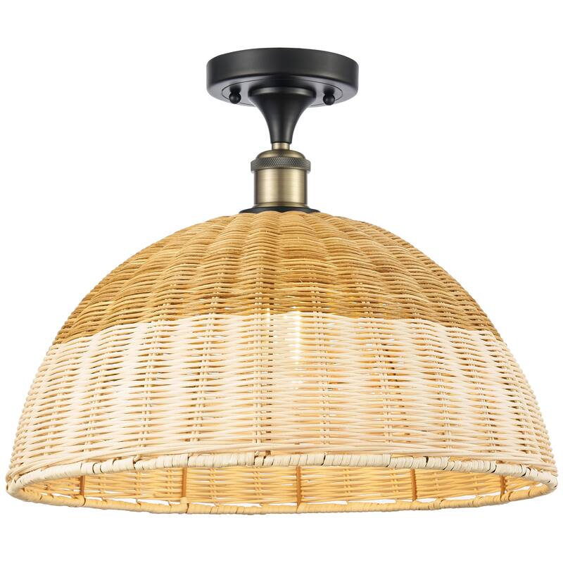 Innovations Lighting Endless Possibilities Ballston - Bristol Natural II - 1 Light 16" Semi-Flush Mount - Black Antique Brass