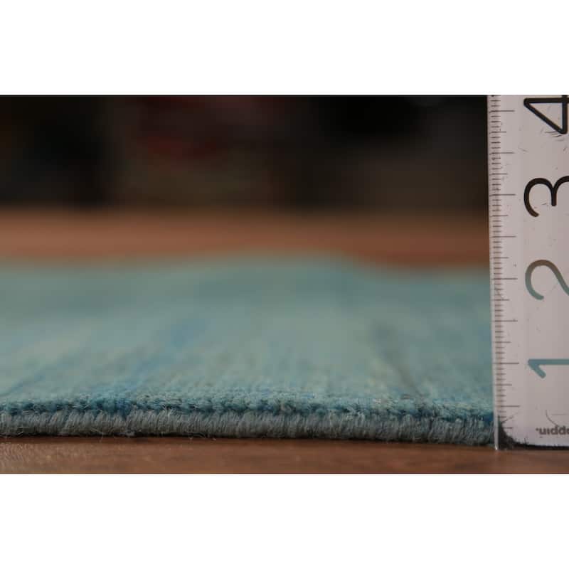 Blue Striped Gabbeh Modern Rug Handmade Wool Carpet - 2'8" x 4'1"