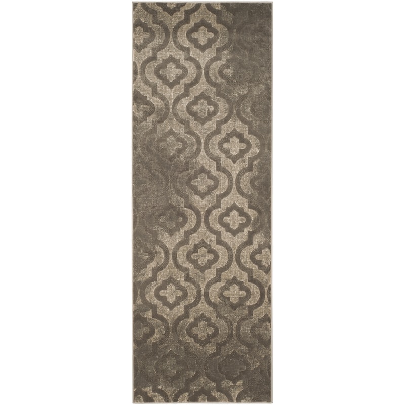 SAFAVIEH Porcello Andrijana Geometric Trellis Area Rug - 2'4" x 6'7" Runner - Grey/Dark Grey