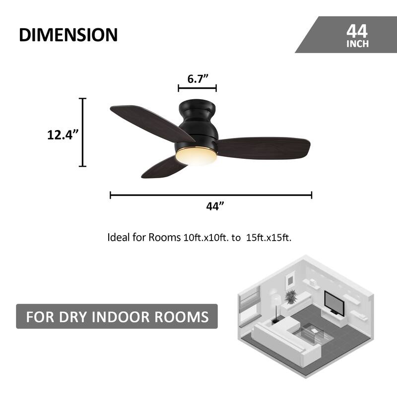 CARRO Reed 44" Indoor Ceiling Fan with Light and Remote - N/A