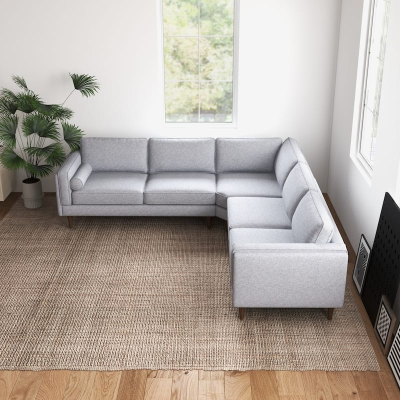 Flavia Mid Century Modern Pillow Back Symmetrical Corner Sofa