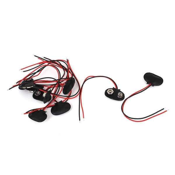 10pcs 2 Wires Leads T Type 9V Battery Snap Clip Connectors Holder Adaptor Black