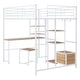 preview thumbnail 35 of 38, Full Size Metal Loft Bed with Bulit-in Desk and Stool, Heavy Duty Loft Bedframe with Cabinet and Open Storage Shelves for Kids