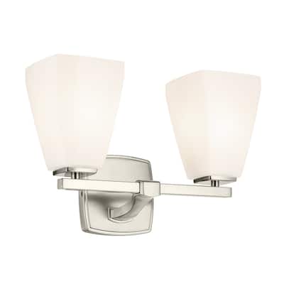 Kichler Lighting Marant 14.25" 2-Light Vanity Light with Opal Glass in Brushed Nickel