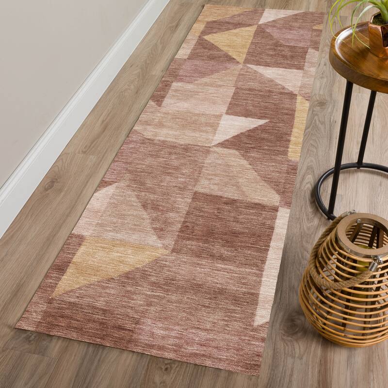 Machine Washable Indoor/ Outdoor Geo Rubi Chantille Rug