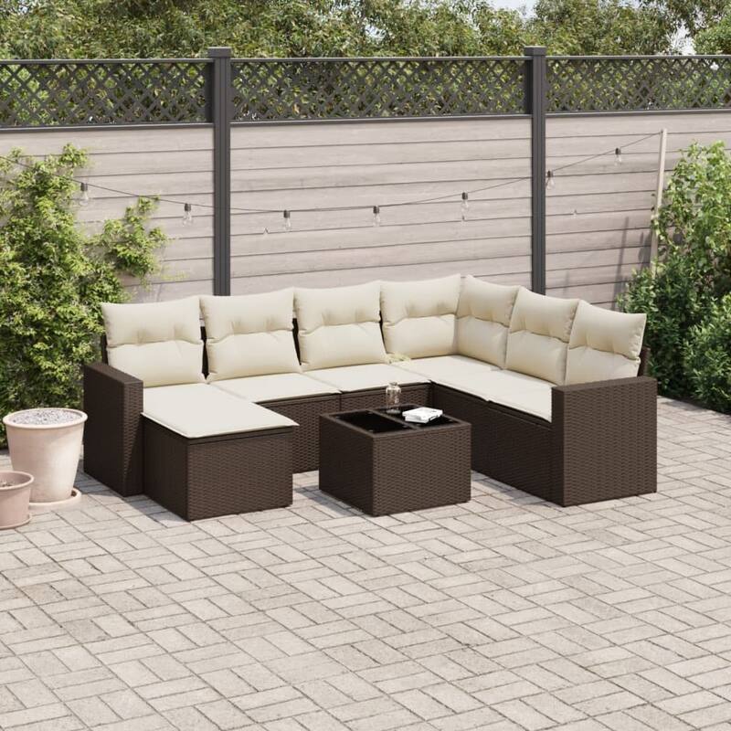 vidaXL Garden Sofa Set Brown, Cream White - 21.7 x 21.7 x 14.6