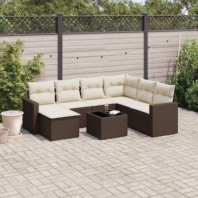 vidaXL Garden Sofa Set Brown, Cream White - 21.7 x 21.7 x 14.6