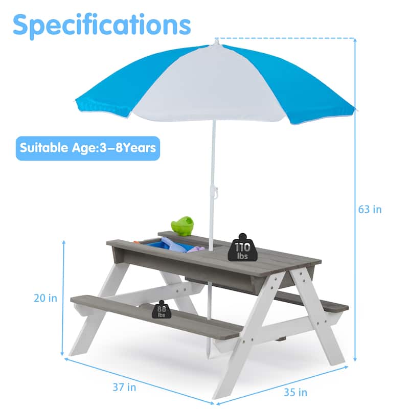 3in1 Kids Outdoor Picnic Table With Umbrella Bed Bath & Beyond