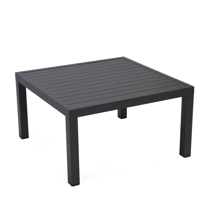 LeisureMod Hamilton Modern Outdoor Patio Aluminum End Side Coffee Table for Home Porch Garden Backyard (Easy Assembly) - Black