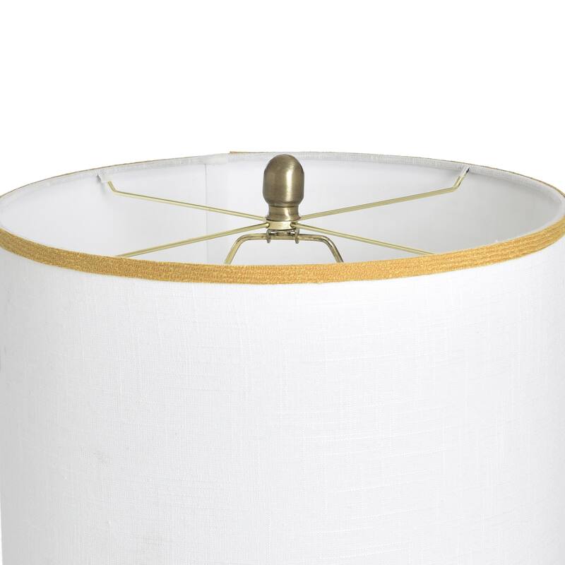 StyleCraft Ceramic Table Lamp - Solin Cream & Yellow - White Shade