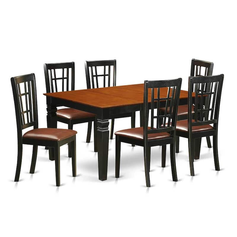 Rustic Ranch Dining Set - Kitchen Table & Chairs - 7 Piece Wood Set