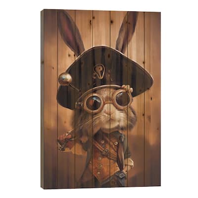 Rabbit Print On Wood by Durro Art - Multi-Color