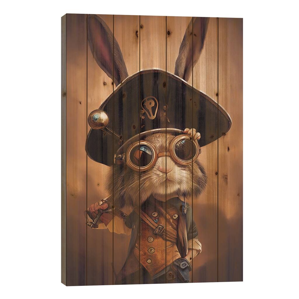 Rabbit Print On Wood by Durro Art - Multi-Color