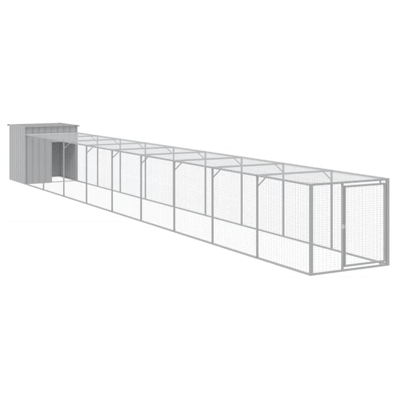 vidaXL Chicken Cage with Run Light Gray/Anthracite multisize Galvanized Steel