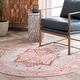 preview thumbnail 110 of 117, Brooklyn Rug Co Camila Faded Medallion Fringe Area Rug 5' Round - Red