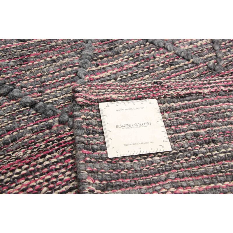 ECARPETGALLERY Braid weave Sienna Grey Wool Rug - 6'1 x 9'5