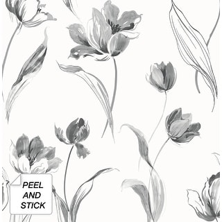 NextWall Tulip Toss Floral Peel and Stick Wallpaper - 20.5 in. W x 18 ft. L