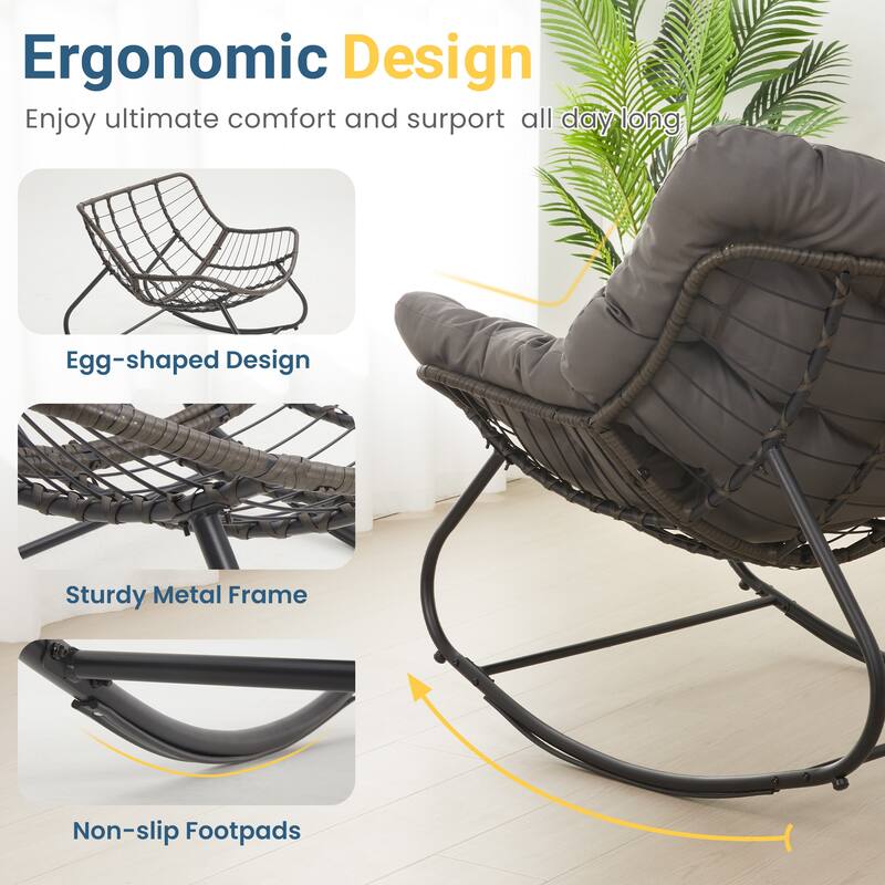 Patio Rocking Chair with Ottoman