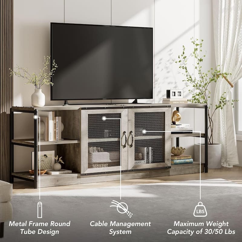 2 Tier Rustic TV Console TV Stand Entermainment Center for Living Room, Bedroom 70 Inch TV - N/A