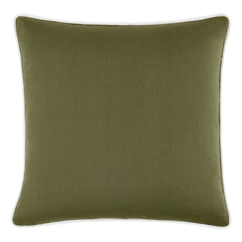 Brooklyn Loom Solid Contrast Piped Decorative Pillow - Green/White - 20x20