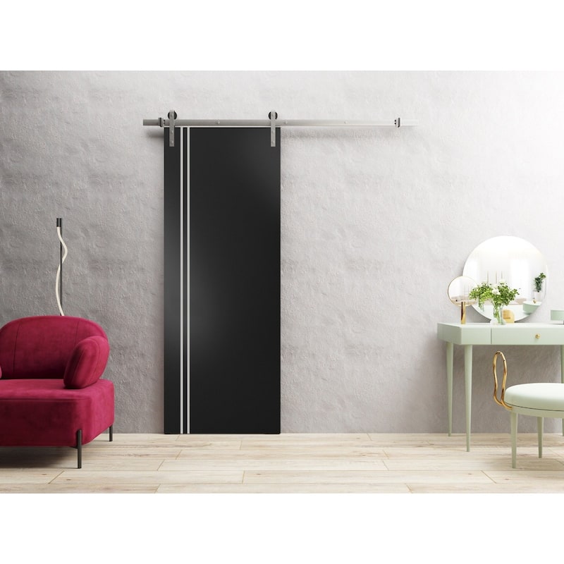 Sturdy Barn Door 36 x 80 Planum 0310 Matte Black with 6.6FT