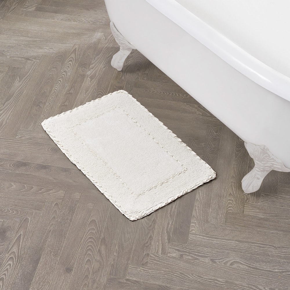 Laura Ashley Ruffle Border Pure Cotton Bath Rugs