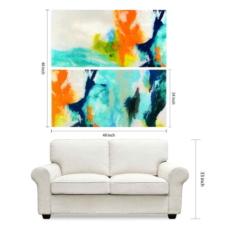 "Tidal Abstract' Glass Wall Art Printed on Frameless Free Floating Tempered Glass Panel