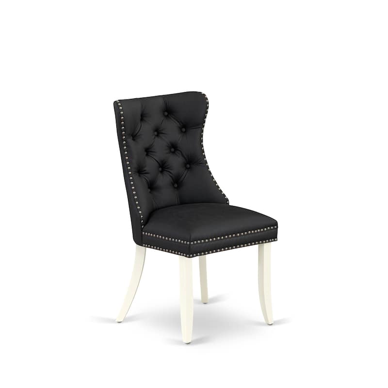 East West Furniture Dining Set Consists of a Rectangle Kitchen Table and Upholstered Chairs, Linen White (Pieces Options)