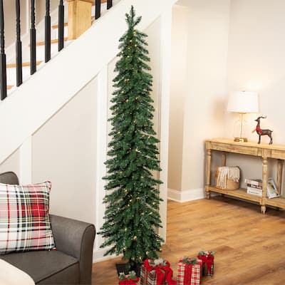 Pre-Lit Pencil Alpine Artificial Christmas Tree - 6' - Clear Lights - 6 Foot