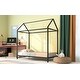 preview thumbnail 28 of 26, Twin Size Metal House Frame Platform Bed with Floor for Kids, Boys and Girls
