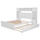 preview thumbnail 3 of 7, Queen Platform Bed Frame w/ Cabinet, Socket and Trundle Bed, White