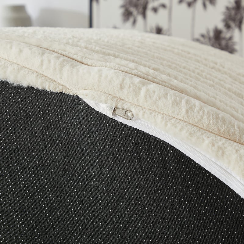 Corduroy Upholstered Single Sofa, Oversized Fluffy Round Sofa, Single Sleeper Reading Chair with Armrest & Pillow