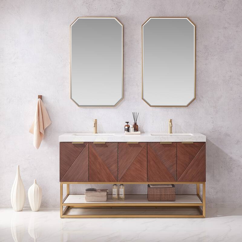 Mahon Double Bath Vanity with Composite Stone Top without Mirror
