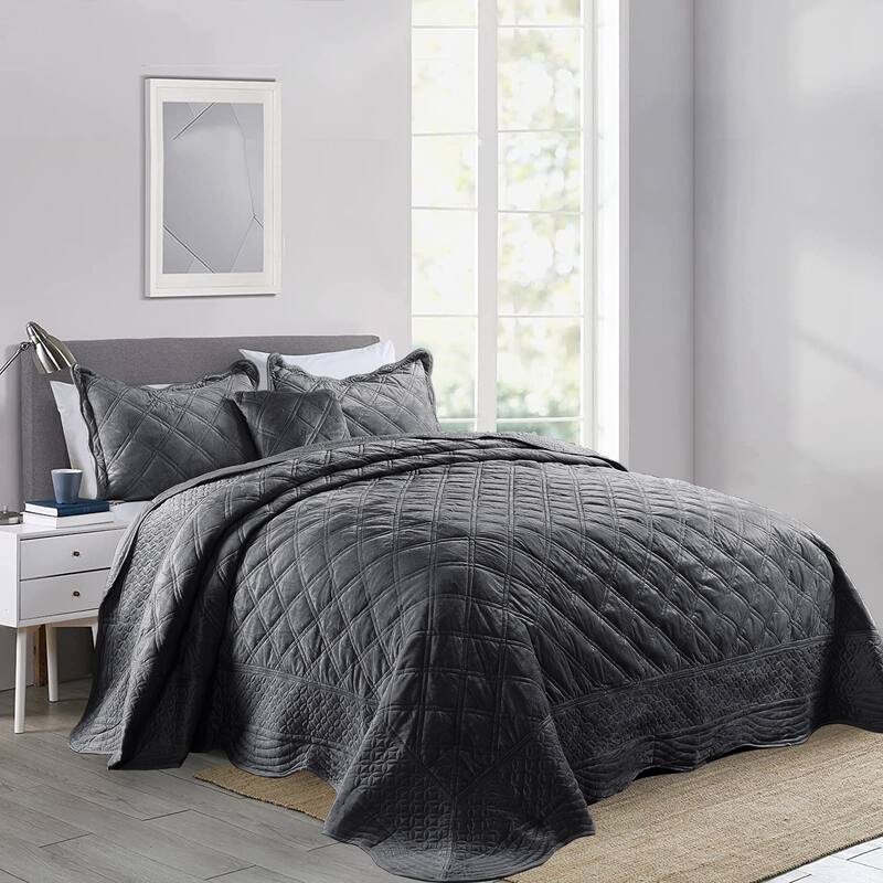 Serenta Supersoft Microplush Quilted 4 Pieces Bedspread Coverlet Set
