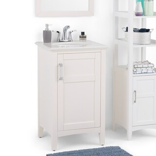 WYNDENHALL Salem 20 inch Contemporary Bath Vanity with White Engineered Quartz Marble Top - Bed ...