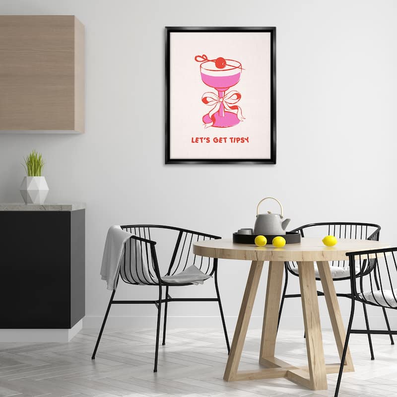 Stupell Let's Get Tipsy with Glass Framed Floater Canvas Wall Art Design By House of Lulu